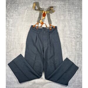 Vintage 1960s Pants Mens Navy Blue Princeton Police Uniform Wool Pleated Hunting